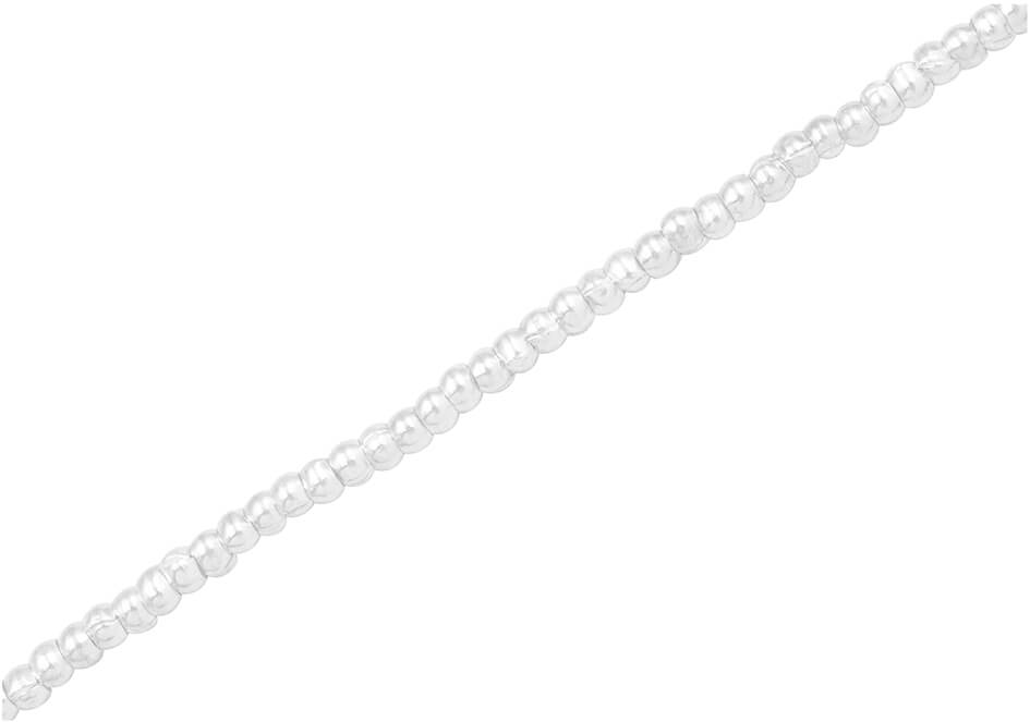 Minimalist silver beads anklet from Hill to Street over a white background