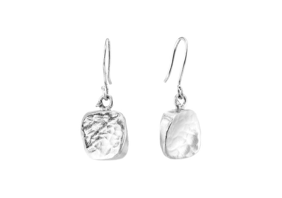 Minimalist silver square drop earrings
