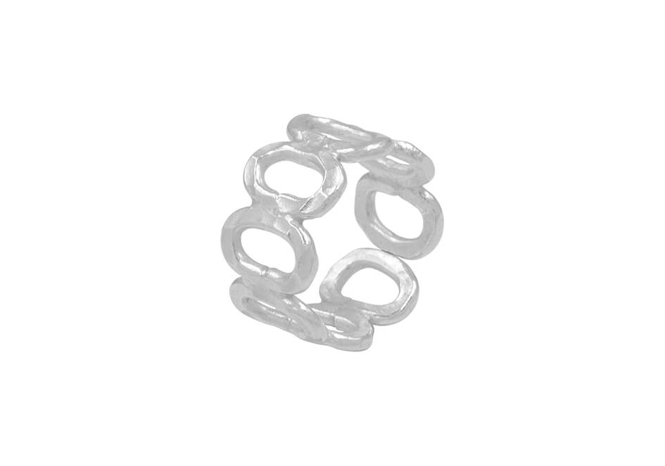 Multi-circle adjustable silver ring from Hill to Street over white background