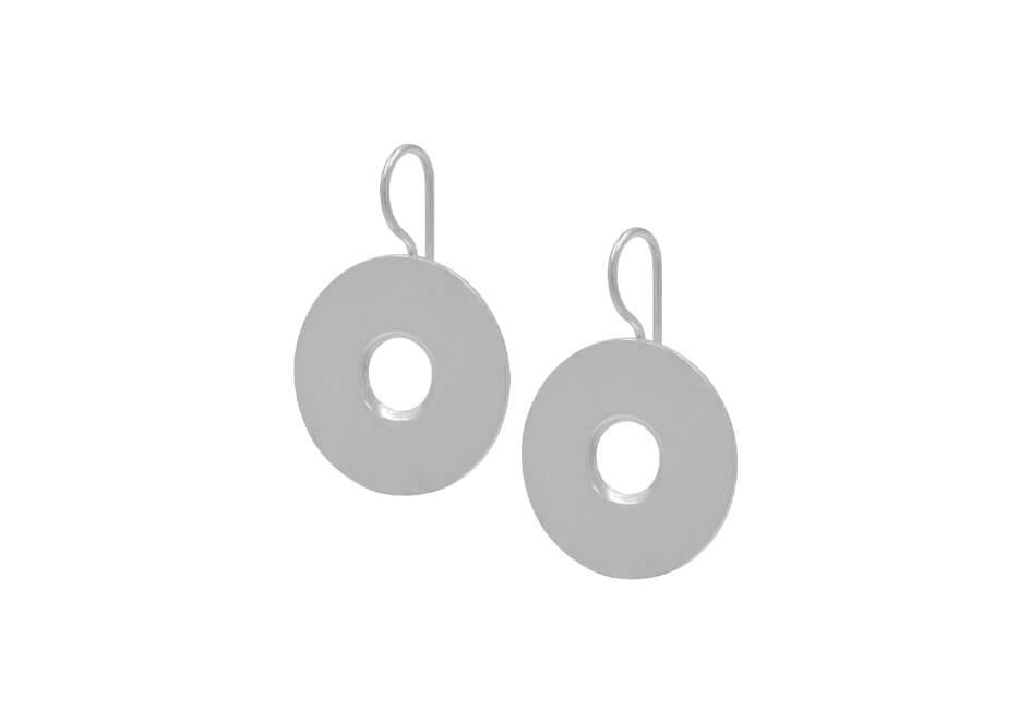 Off-centre silver drop earrings