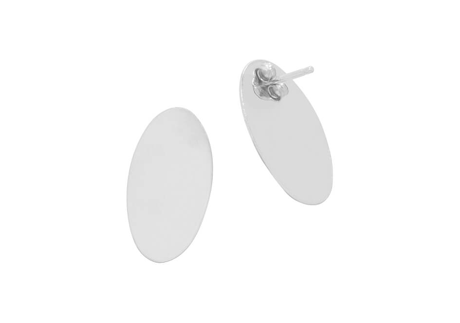 Minimalist oval silver stud earrings