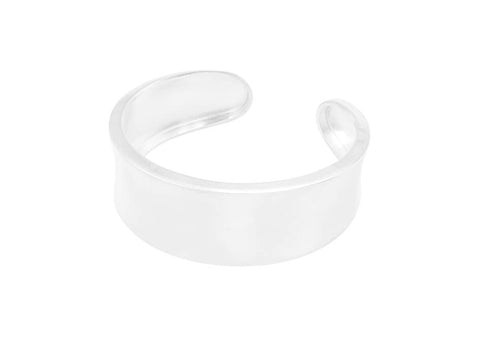 Plain wide silver cuff bracelet from Hill to Street over a white background