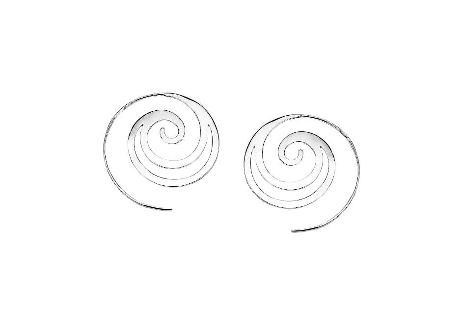 Polished finish sterling silver spiral hoops