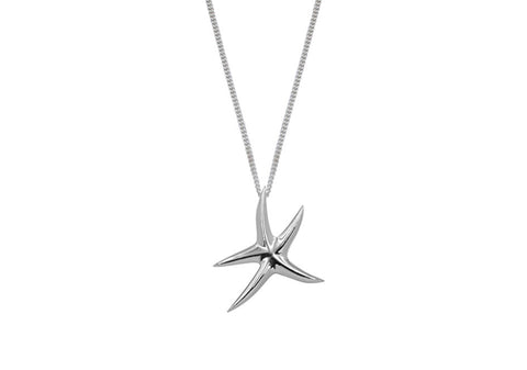 High polished silver starfish pendant necklace