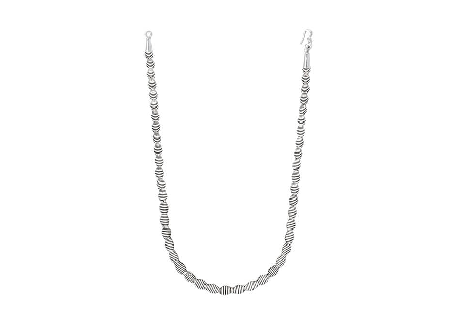 Roll up silver beaded necklace