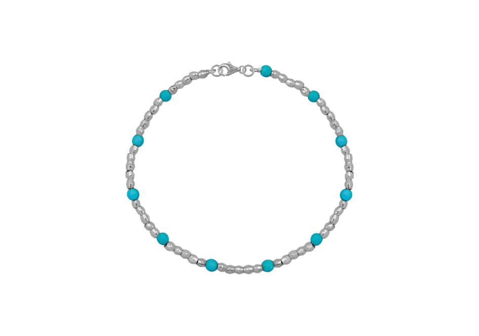 Round beads stackable beach anklet from Hill to Street over a white background