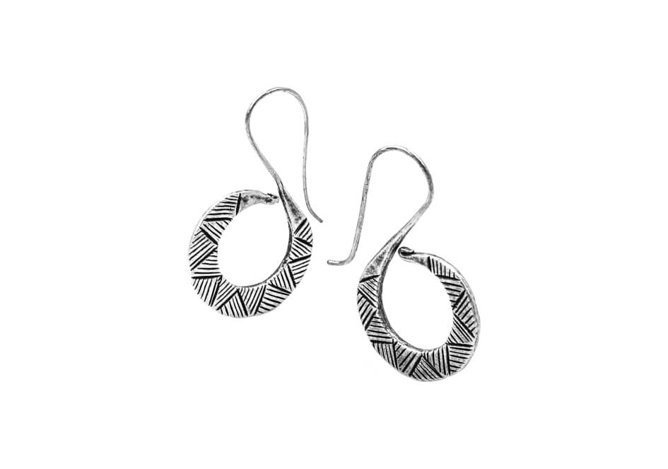 S shaped silver drop earrings