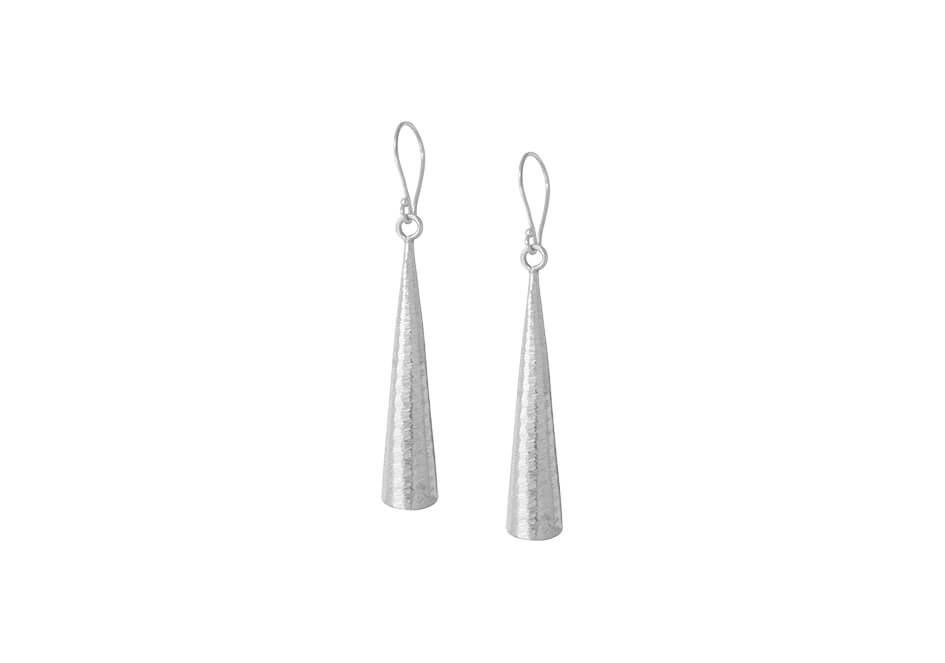 Shell shaped silver drop earrings
