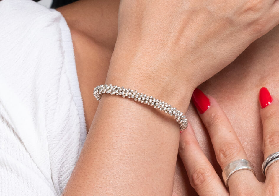 Silver tiny ball beads bracelet