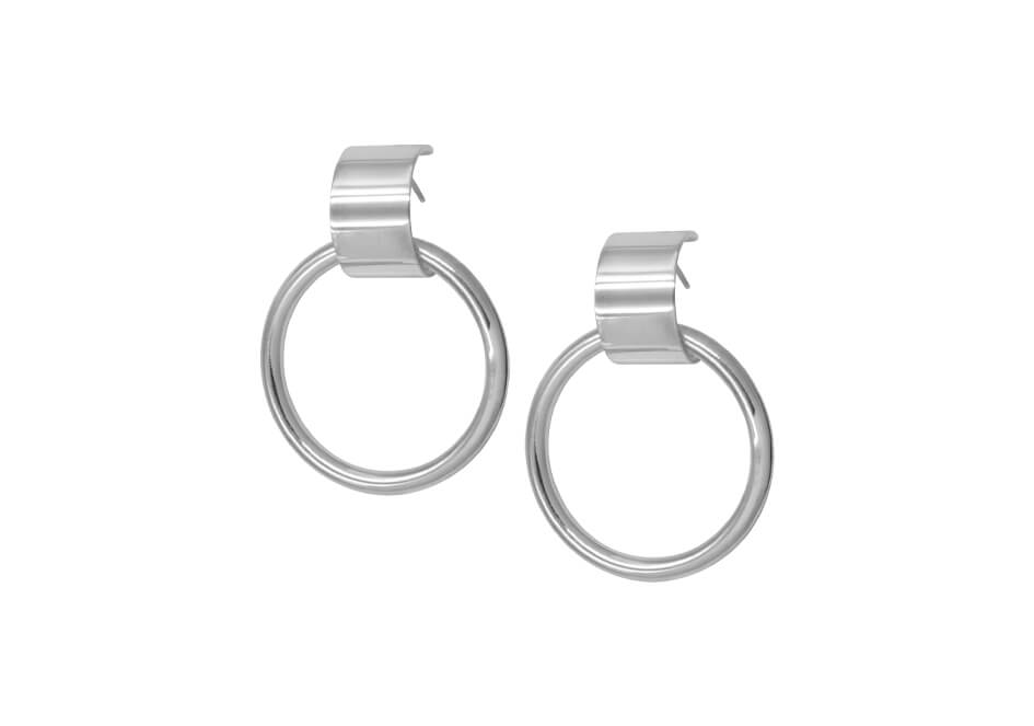 Silver double loop hoop earrings
