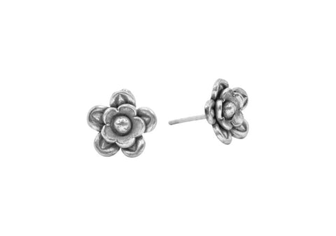 Silver flower stud earrings