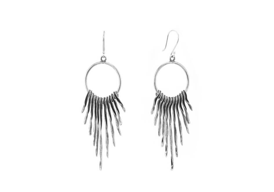 Silver tassels drop earrings (Big)