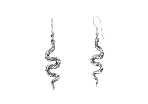 Snake sterling silver drop earrings