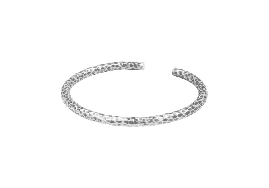 Solid Textured Silver Open Cuff Bangle