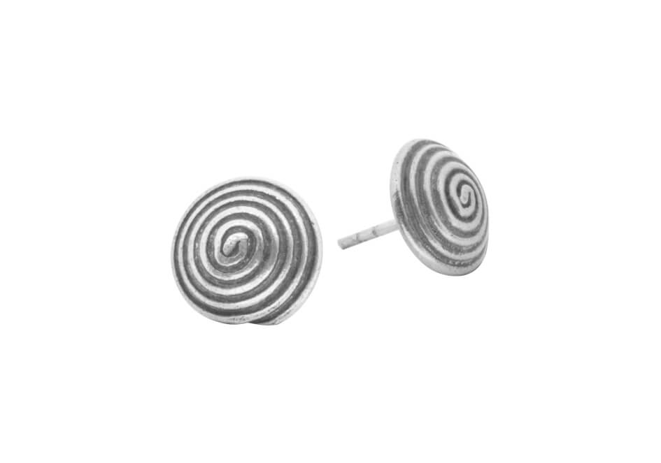 Spiral silver stud earrings