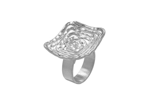 Square Hammered Cocktail Ring