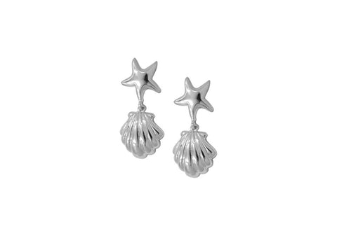 Starfish & shell drop earrings