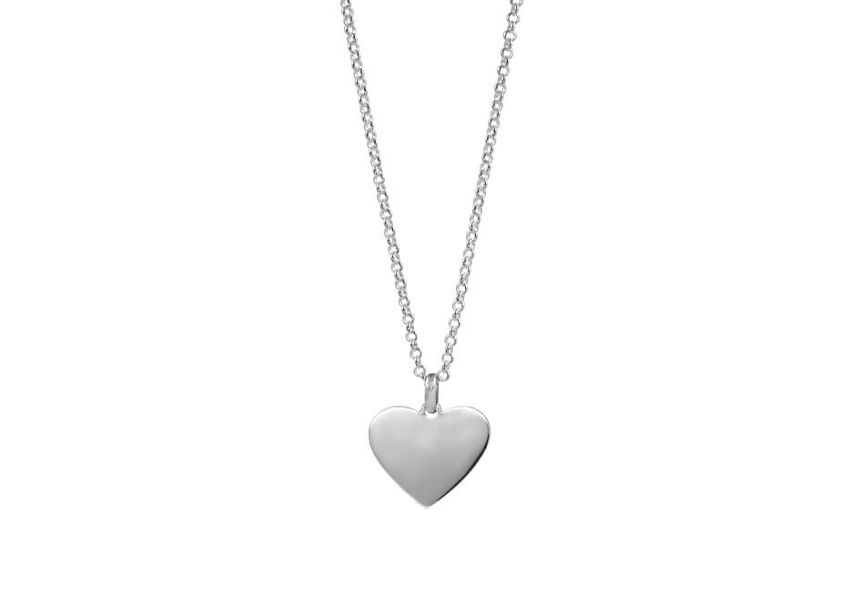 Sterling silver heart pendant necklace over white background