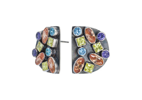 Pair of colourful Suri studs from Hill to Street over white background