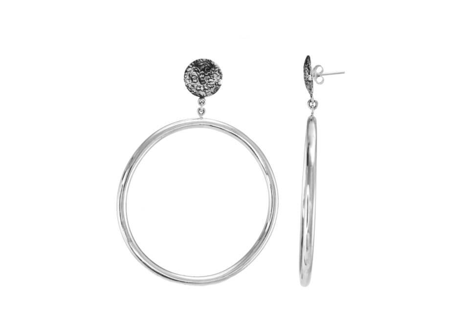 The Apollo hoop earrings over white background