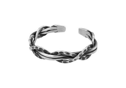 Thick Criss Cross Silver Cuff Bangle