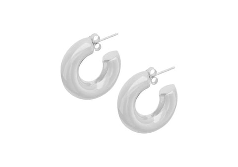 Thick sterling silver hoop earrings