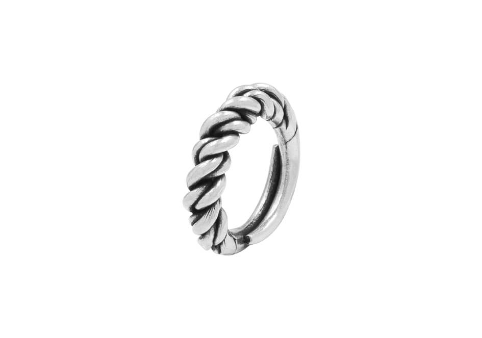 Thick Twisted Silver Ring
