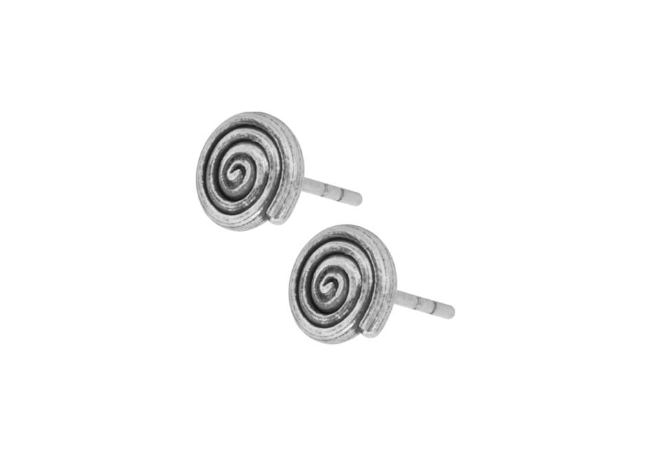 Tiny spiral silver stud earrings