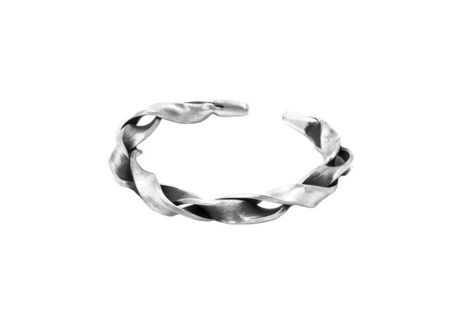 Twisted Silver Cuff Bangle For Him