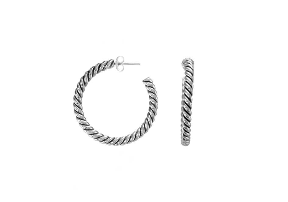 Twisted sterling silver wire hoop earrings