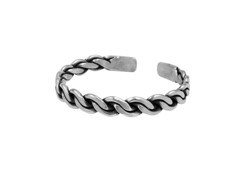 Unisex Braided Silver Cuff Bracelet