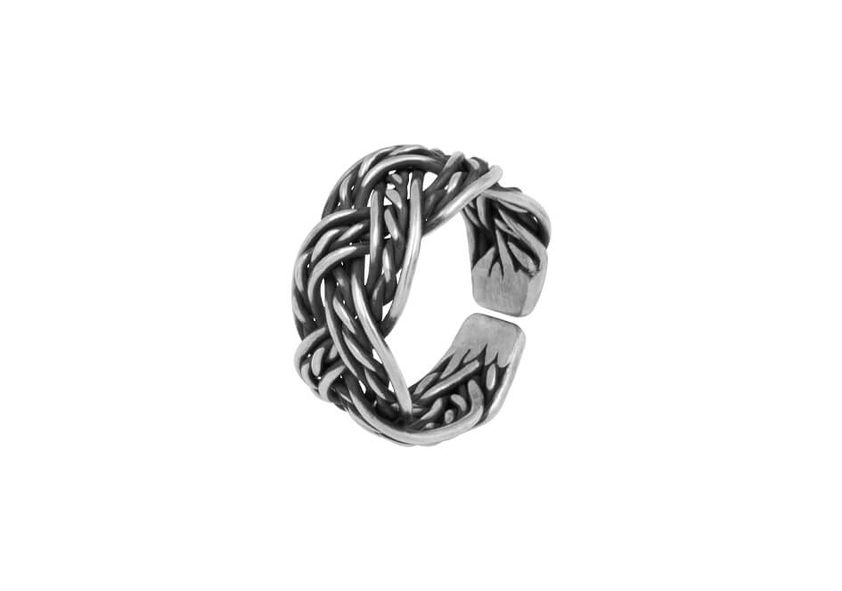 Unisex Twisted Silver Ring